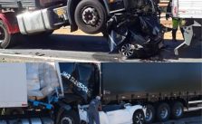 TRAGÉDIA: Dois morrem em acidente com carro prensado por carretas no Sul de Minas