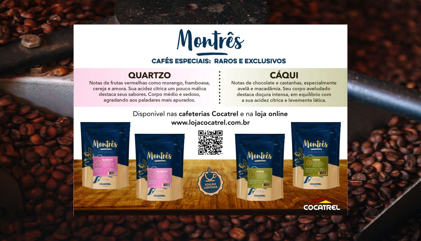 Lançamento dos Montrês Caqui e Quartzo: novos cafés especiais chegam à cafeteria Cocatrel e loja online