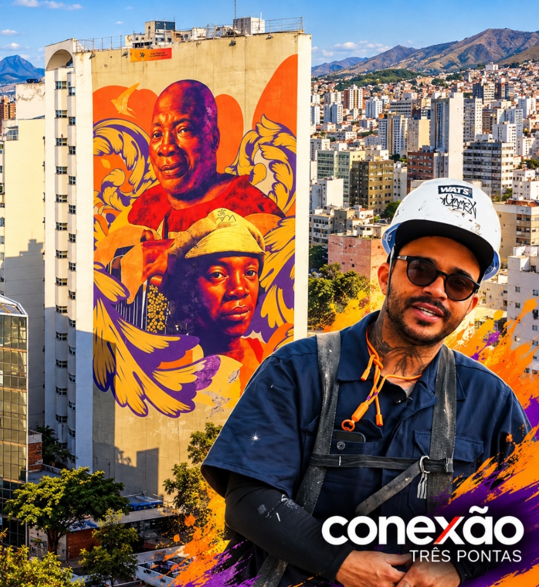 DE TRÊS PONTAS PARA O CORAÇÃO DE BELO HORIZONTE: Kaká Chazz transforma empena de 1.600 m² em uma monumental homenagem a Milton Nascimento