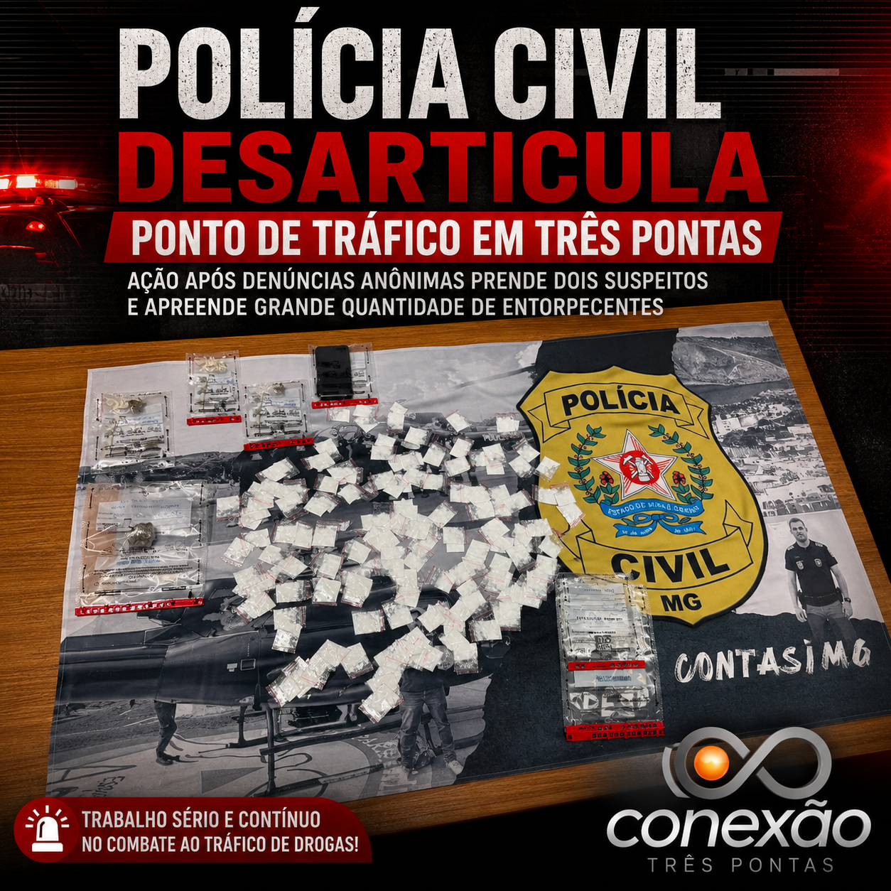 DENÚNCIAS LEVAM POLÍCIA CIVIL A PONTO DE TRÁFICO E DOIS SÃO PRESOS EM TRÊS PONTAS